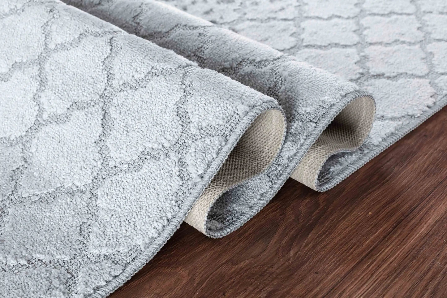 Washable 9mm Gel-Back Ivy Trellis Dark Grey Rug