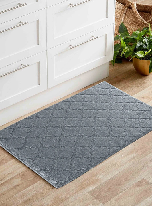 Washable 9mm Gel-Back Ivy Trellis Dark Grey Rug