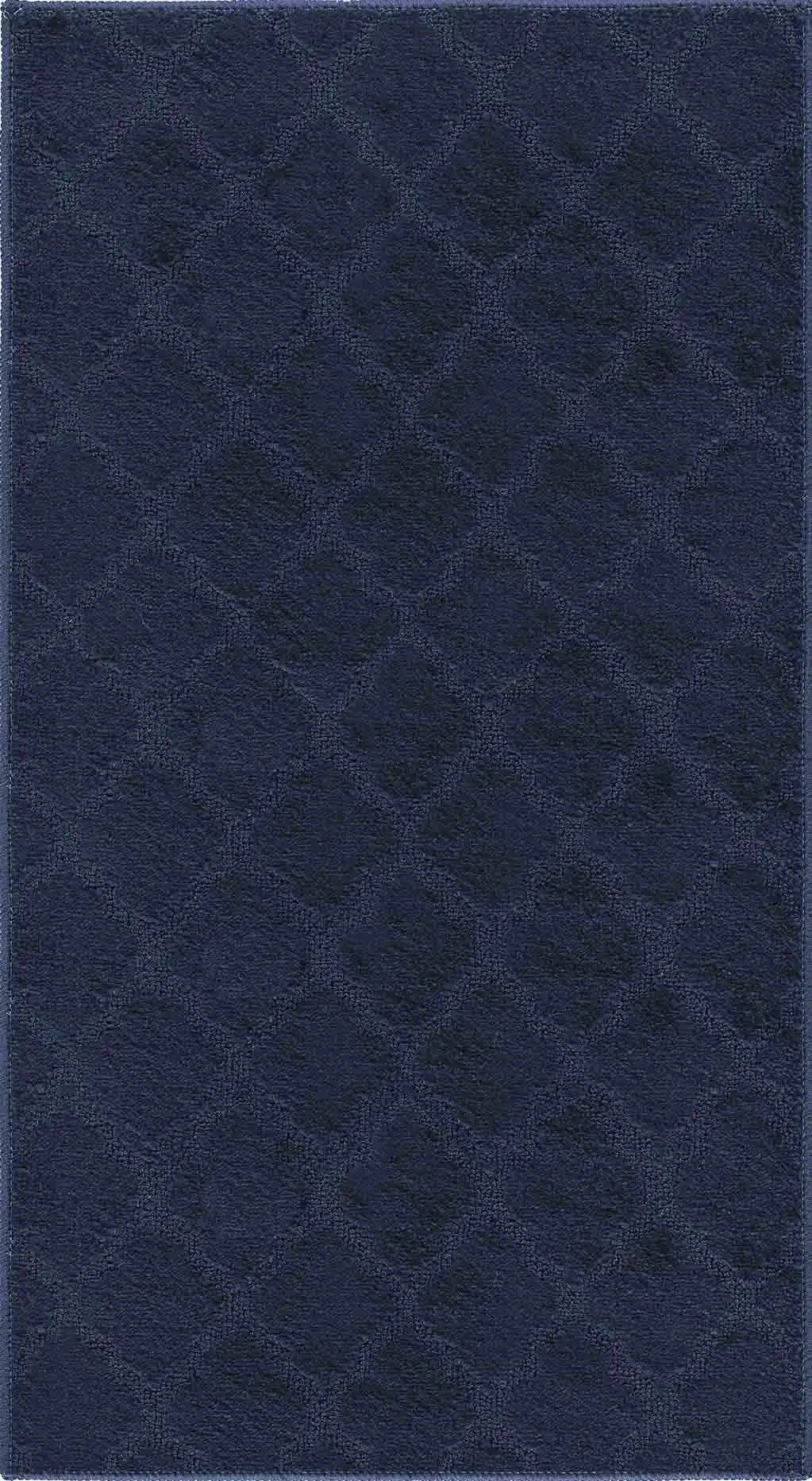 Washable 9mm Gel-Back Ivy Trellis Navy Rug