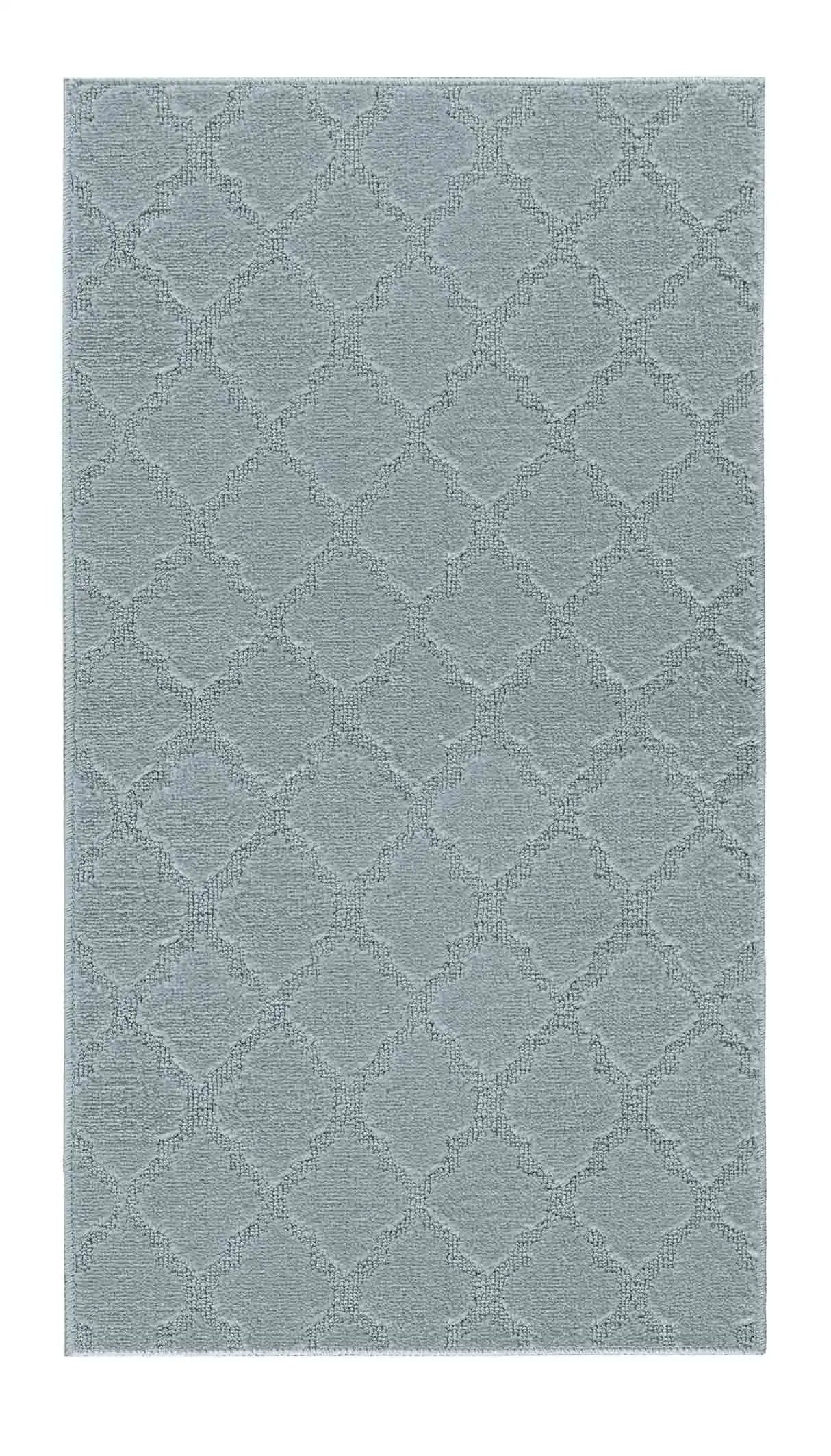 Washable 9mm Gel-Back Ivy Trellis Silver Rug