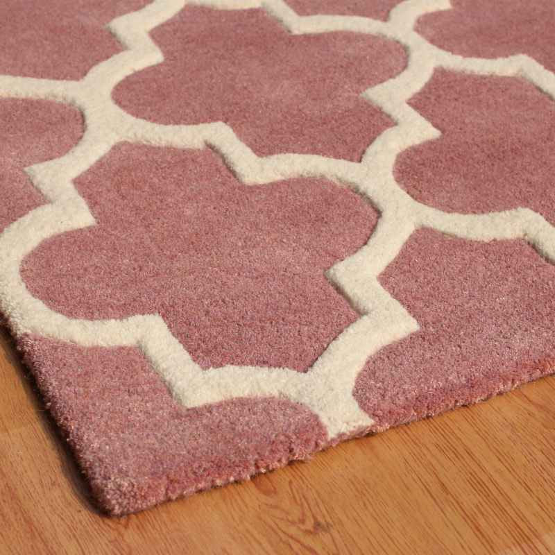 Arabesque Modern Wool Rugs in Rose Pink