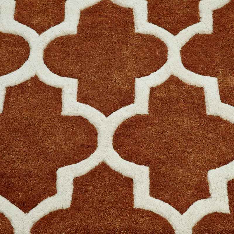 Arabesque Modern Wool Rugs in Rust
