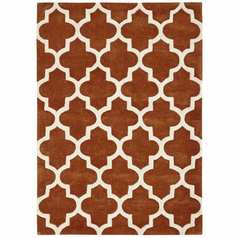 Arabesque Modern Wool Rugs in Rust