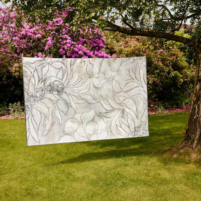Art Floral Eco Washable Modern Rugs by Hug Rug in Grey Cream