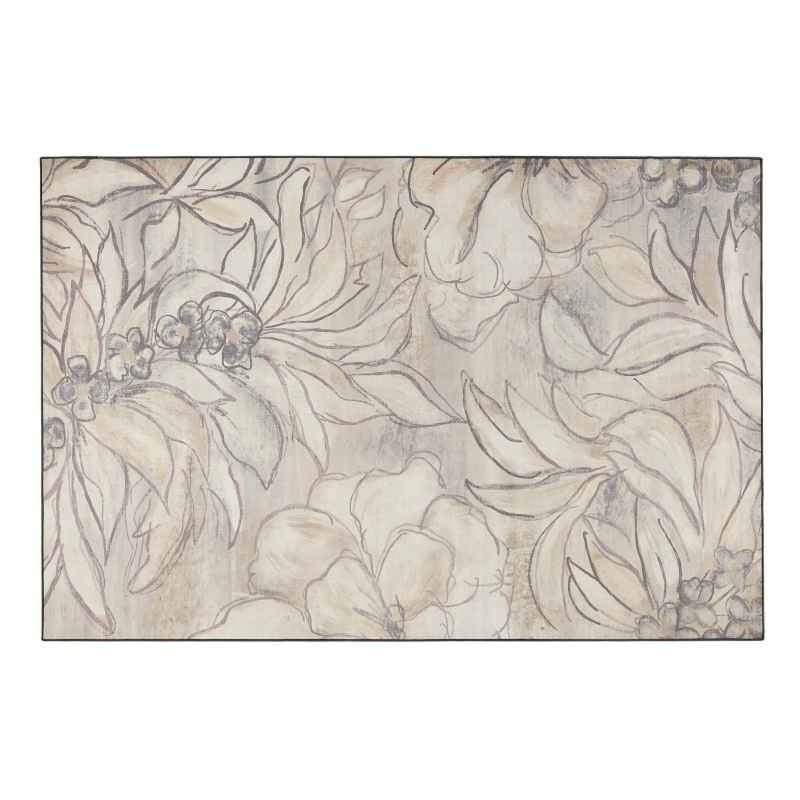 Art Floral Eco Washable Modern Rugs by Hug Rug in Grey Cream
