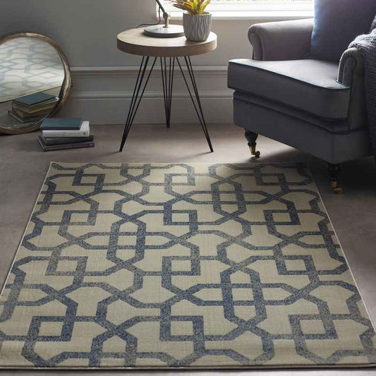 Origins Artic Avanti Geometric Modern Rug in Blue and Cream