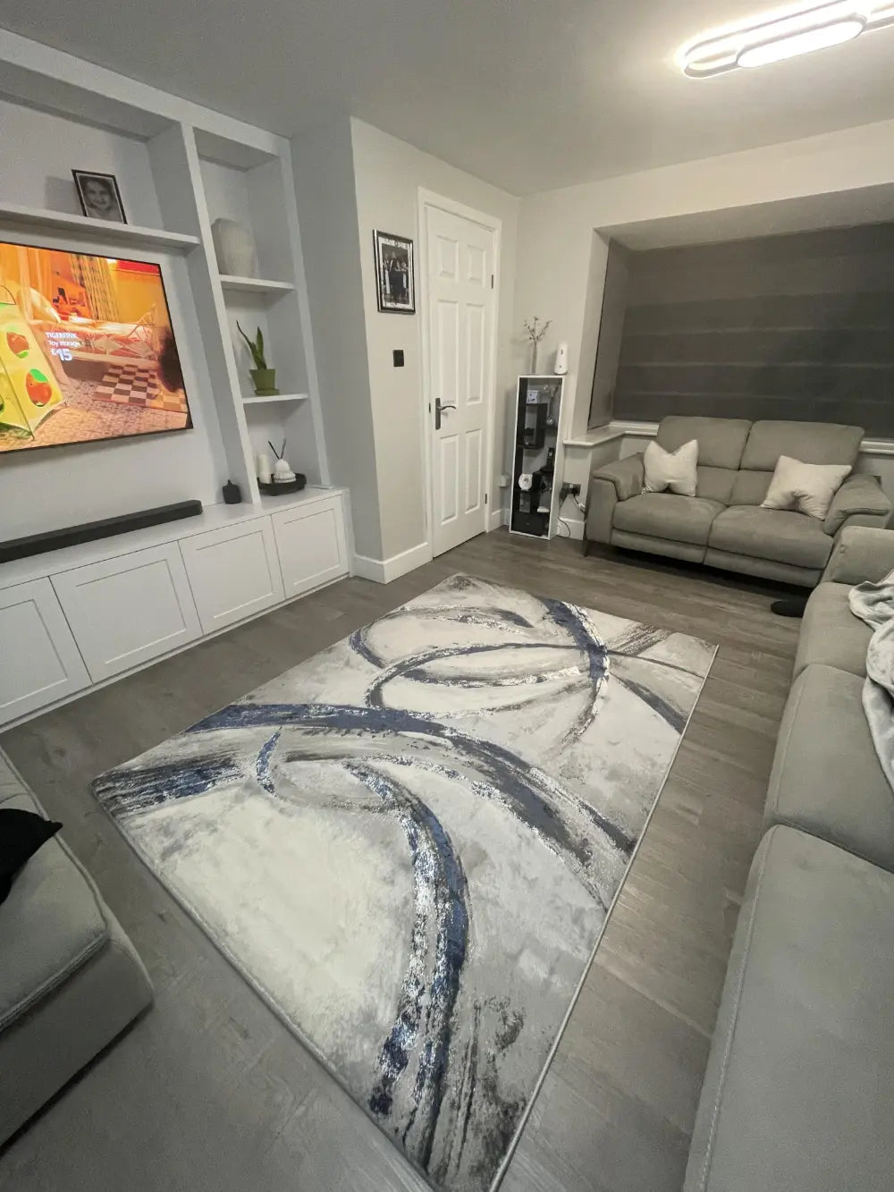 Brushstrokes BSK02 Grey Navy Rug RS