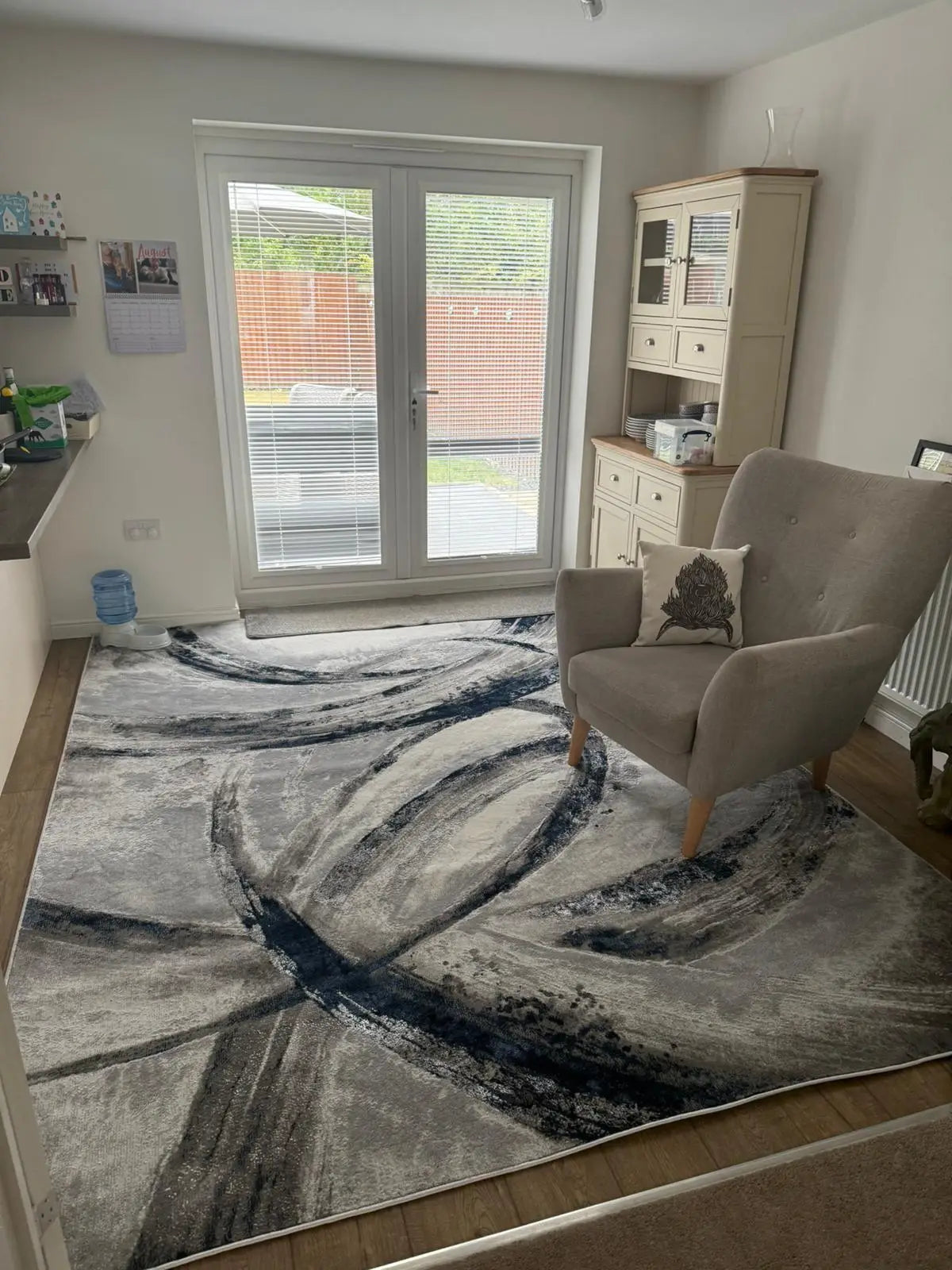 Brushstrokes BSK02 Grey Navy Rug RS