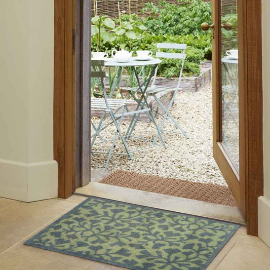 Batik Leaf Washable Doormats by Turtle Mat x Sanderson in Green