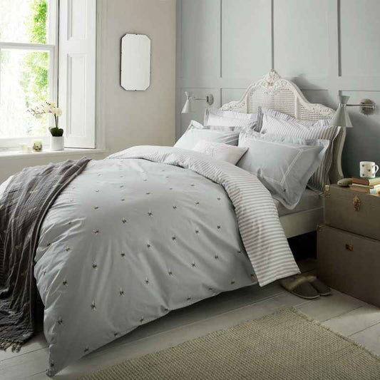Bees Cotton Bedding Set by Sophie Allport in Duckegg Blue