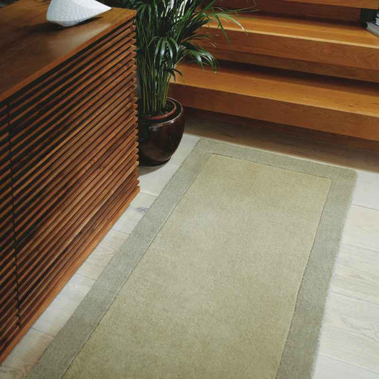 Origins Borders Wool Hallway Runner Rugs in Taupe