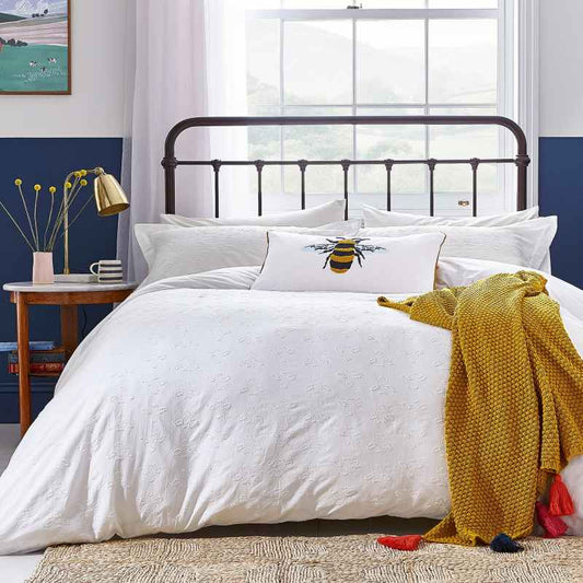 Botanical Bee Bedding Duvet Cover and Pillowcase By Joules in Chalk White
