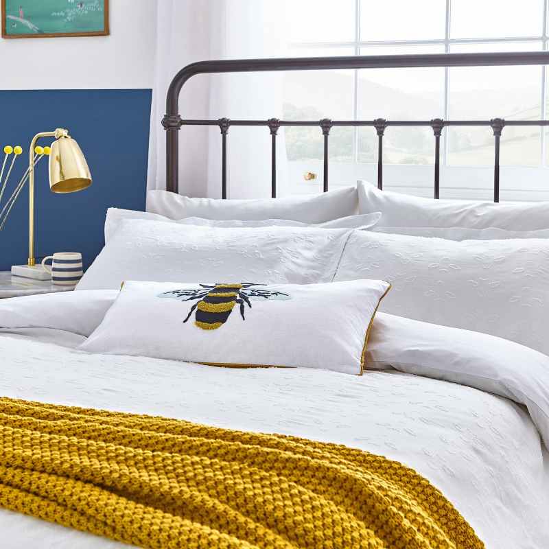 Botanical Bee Bedding Duvet Cover and Pillowcase By Joules in Chalk White