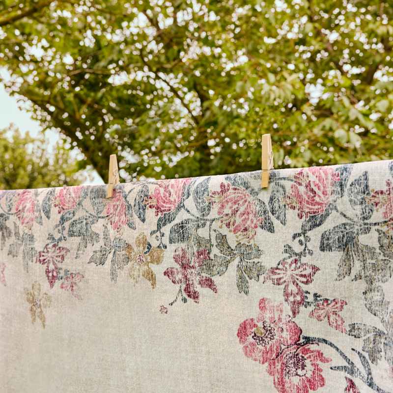 Botanical Border Eco Washable Modern Runner Rugs by Hug Rug in Pink