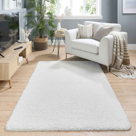 Buddy Washable Plain Rugs in Ivory