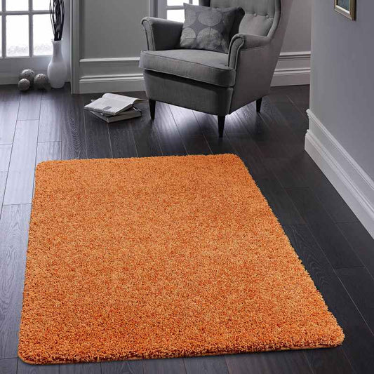 Buddy Washable Plain Rugs in Orange
