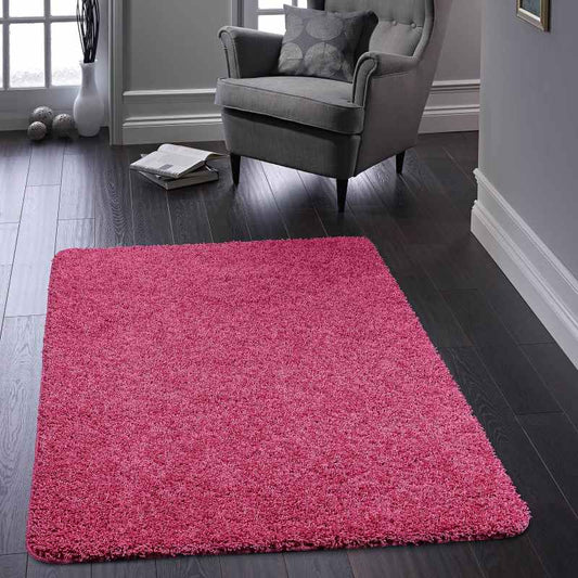 Buddy Washable Plain Rugs in Pink