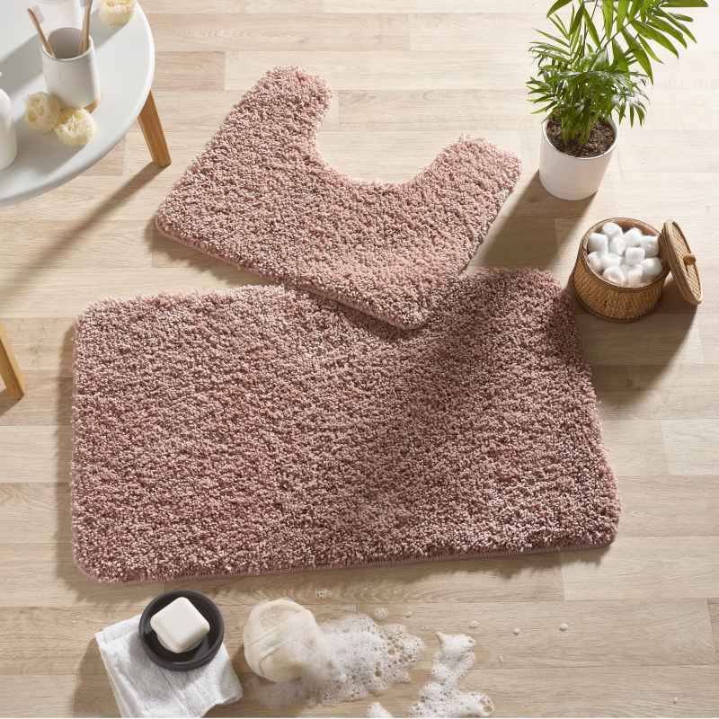 Buddy Bath Mat And Toilet Washable Set in Nude Pink