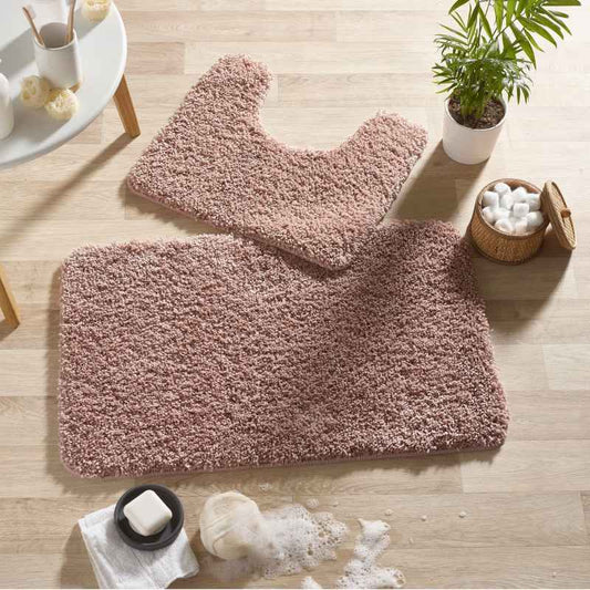 Buddy Bath Mat And Toilet Washable Set in Nude Pink
