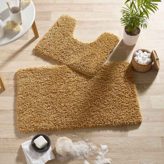 Buddy Bath Mat And Toilet Washable Set in Ochre Yellow