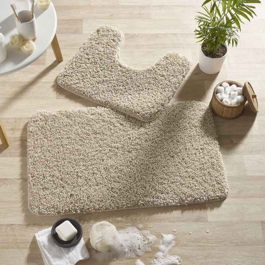 Buddy Bath Mat And Toilet WashableSet in Stone