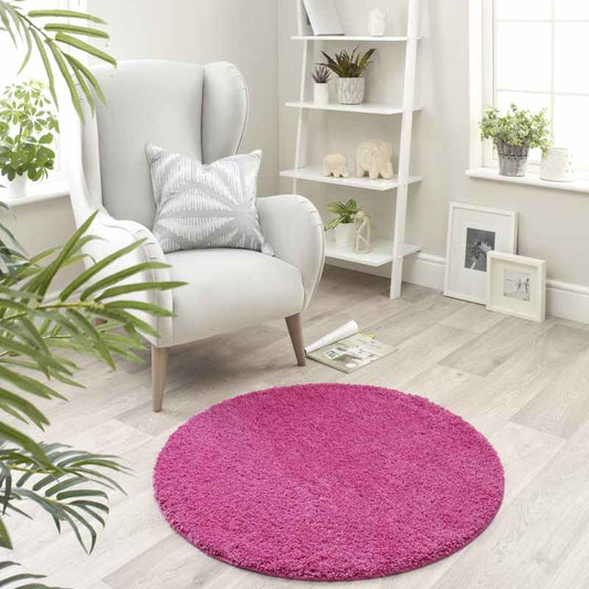 Buddy Washable Round Circle Rugs in Pink