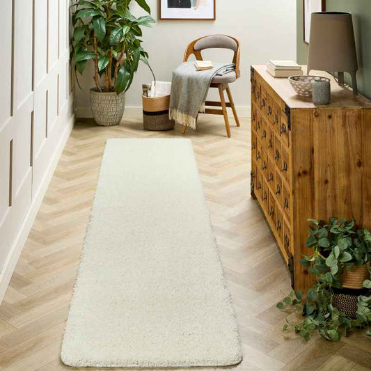 Buddy Washable Hallway Runner Rugs in Ivory