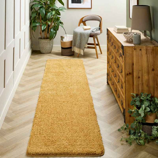Buddy Washable Hallway Runner Rugs in Ochre