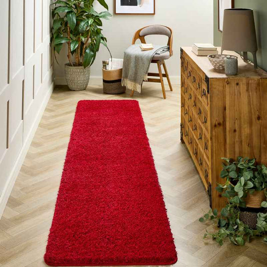 Buddy Washable Hallway Runner Rugs in Red