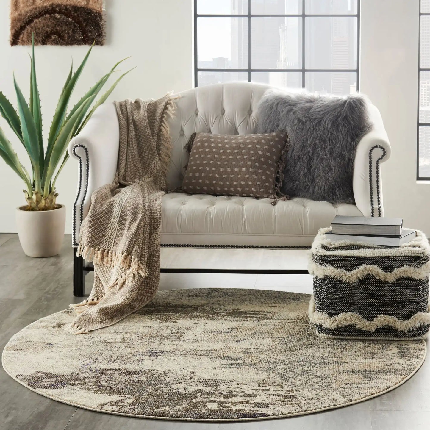 Celestial CES02 Ivory Grey Rug RS