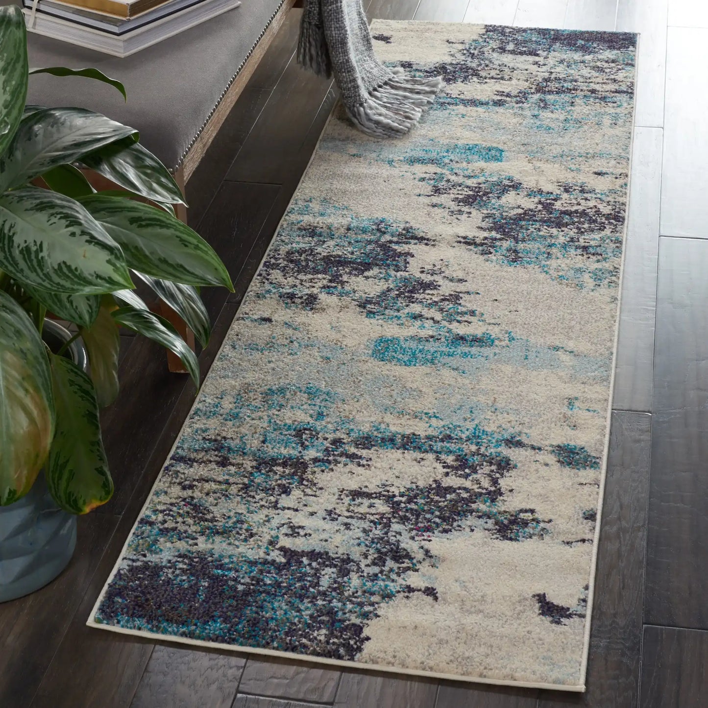 Celestial CES02 Ivory Teal Blue Rug RS