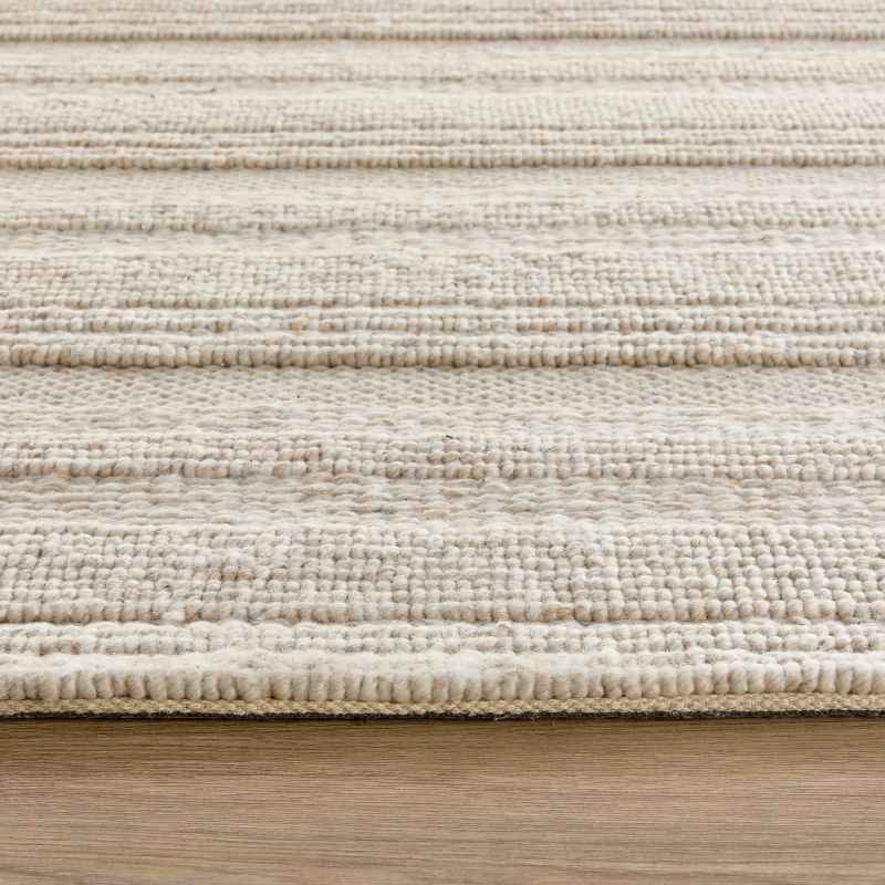 Origins Chunky Knit Wool Hallway Runner Rugs in Cream Beige