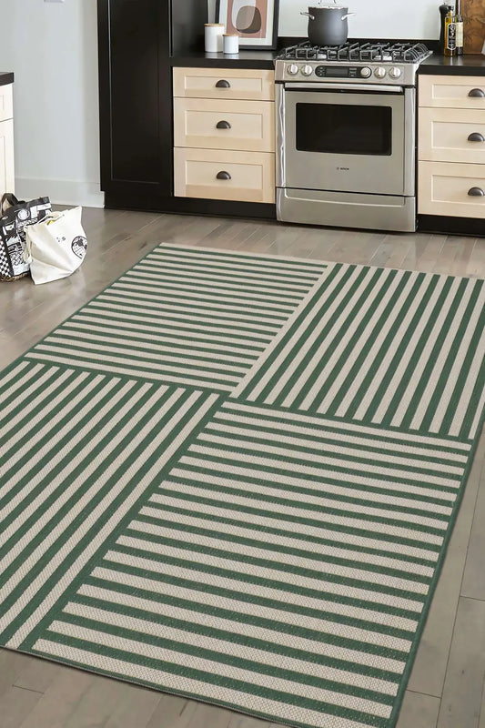 COUNTY MULTI STRIPE GREEN Indoor/Outdoor RS