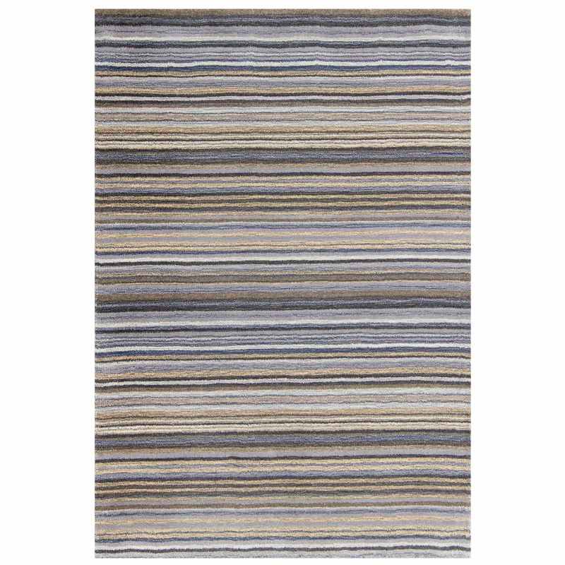 Carter Modern Stripe Wool Rugs in Grey