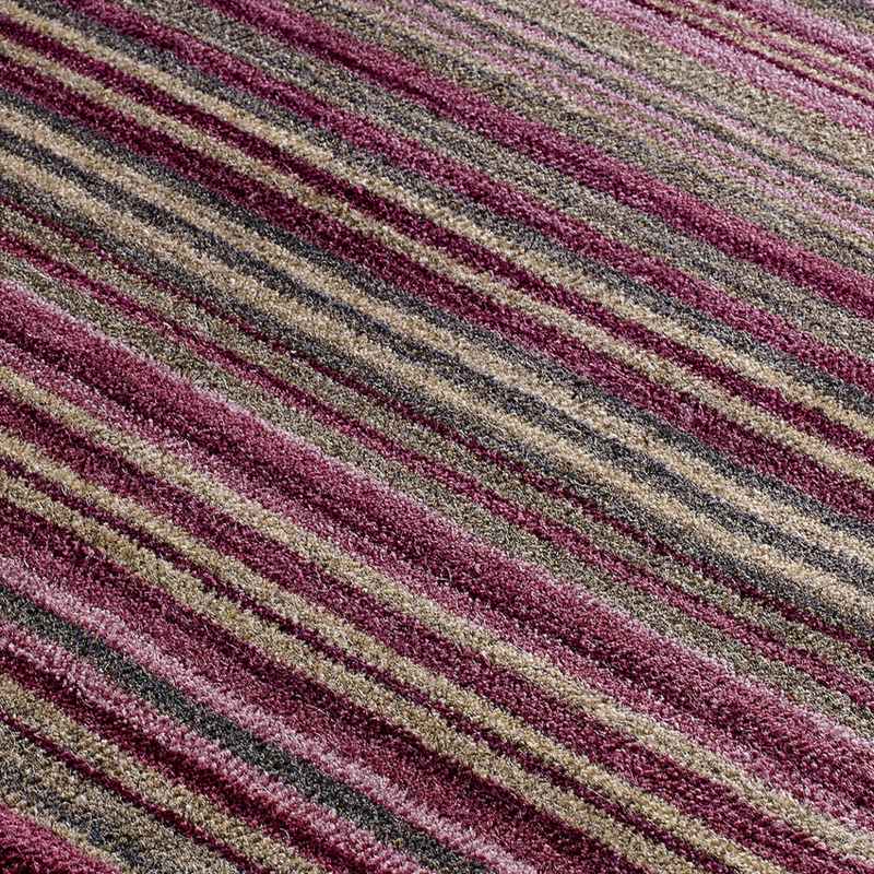 Carter Modern Stripe Hallway Runner Rugs in Berry Purple