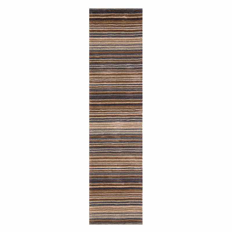 Carter Modern Stripe Hallway Runner Rugs in Natural