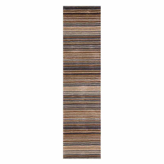 Carter Modern Stripe Hallway Runner Rugs in Natural