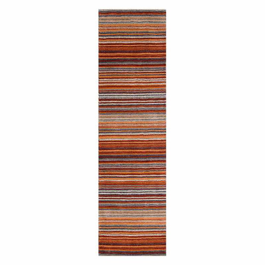 Carter Modern Stripe Hallway Runner Rugs in Rust Orange