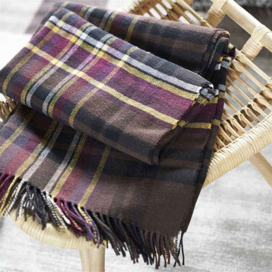 Chennai Chocolate Tartan Woven Throw in Brown By Designers Guild