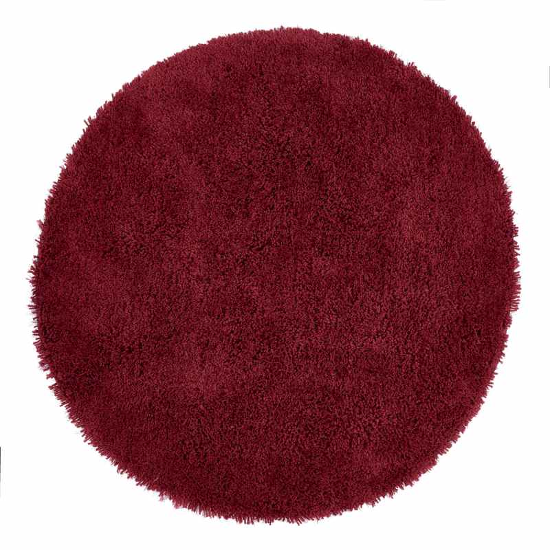 Chicago Circle Shaggy Plain Modern Rugs in Red