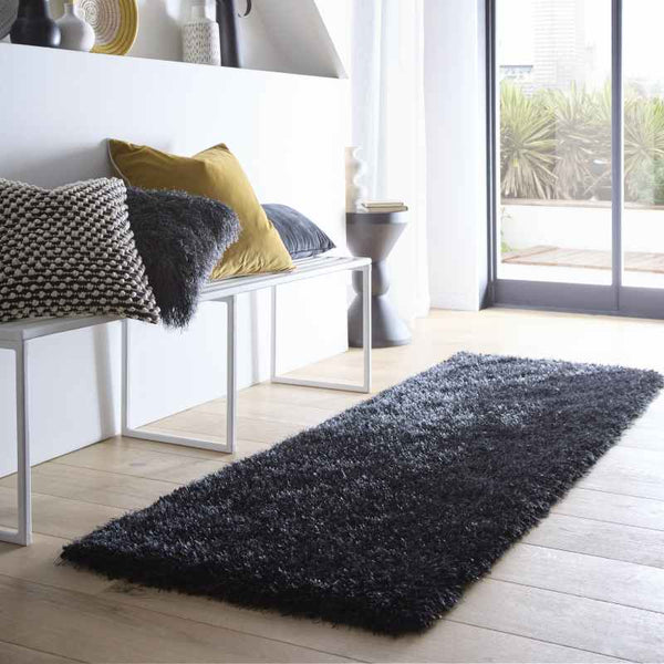 Chicago Shaggy Modern Plain Runner Rugs in Black – The Rug Seller