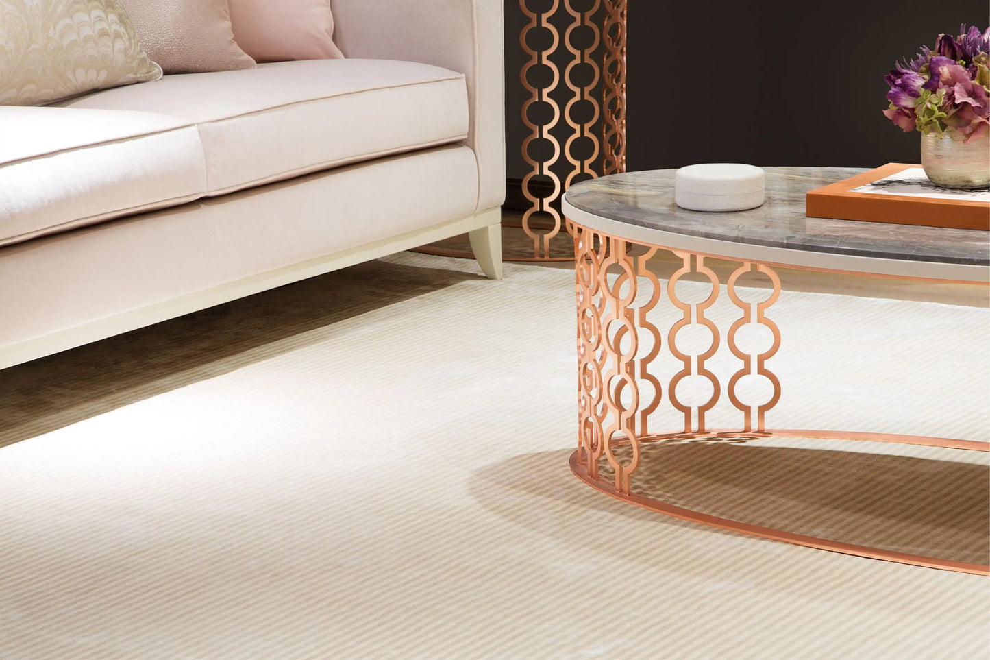 Asiatic chrome stripe putty Beige Living Room Striped Rug.