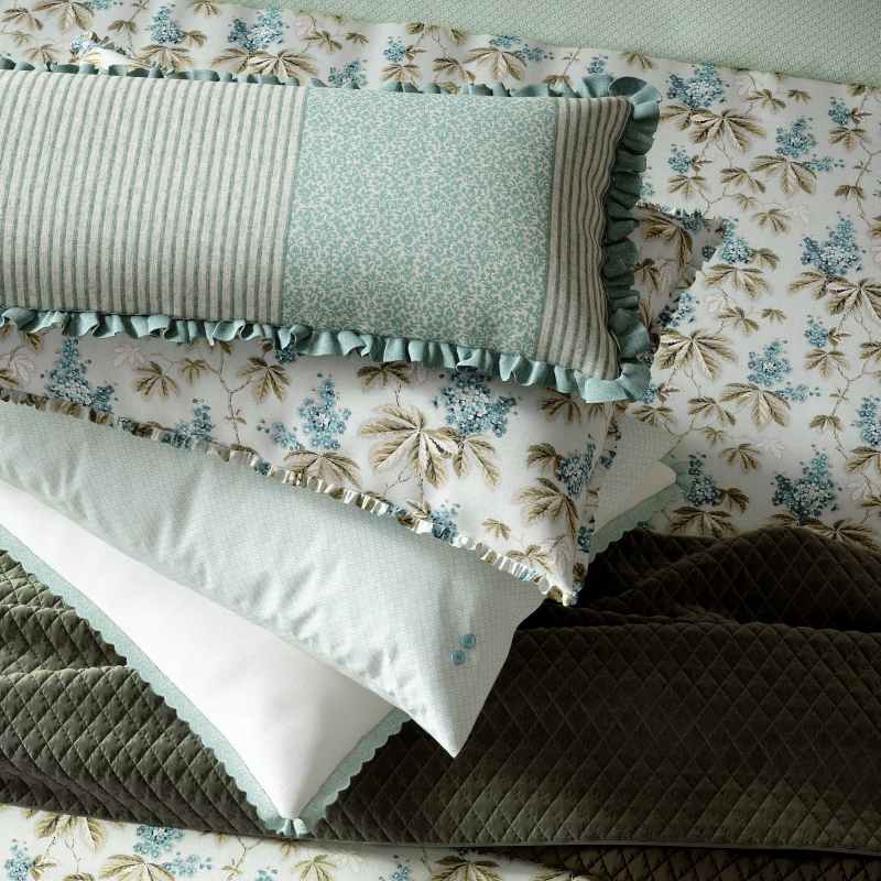 Clarence Bolster Cushion by Bedeck of Belfast in Celadon Green