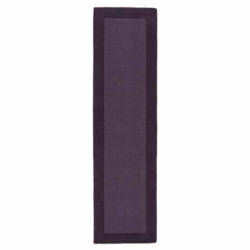 Colours Bordered Wool Runner Rug in Purple