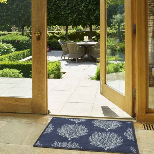 Coraline Washable Doormats by Turtle Mat x Sanderson in Blue