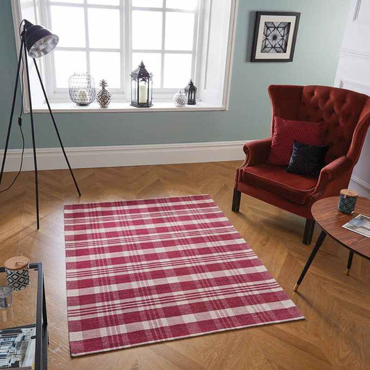Cottage Washable Flatweave rugs 21S in Red