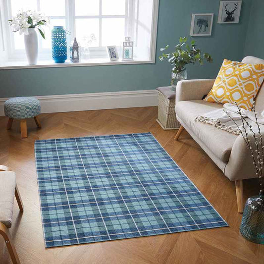 Cottage Washable Flatweave rugs 22G Blue