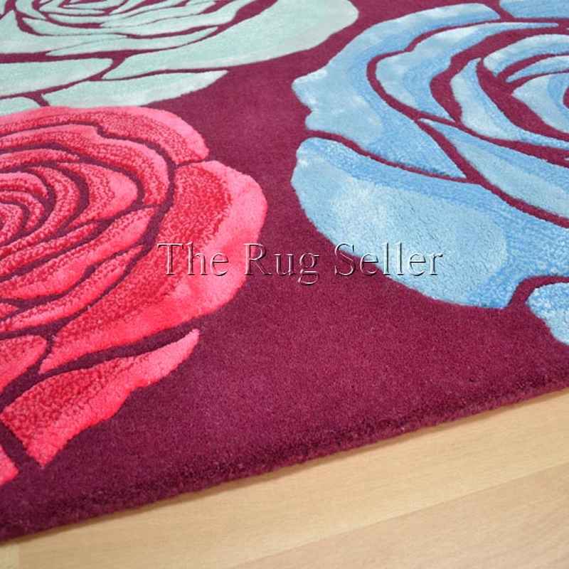 Chelsea Darcy Floral Wool Rugs in Plum