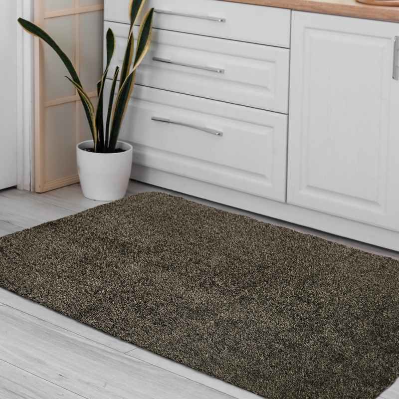 Dirtbuster Plain Modern Mat Rug in Taupe Brown