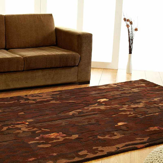 Unique Earth Abstract Wool Rugs in Brown